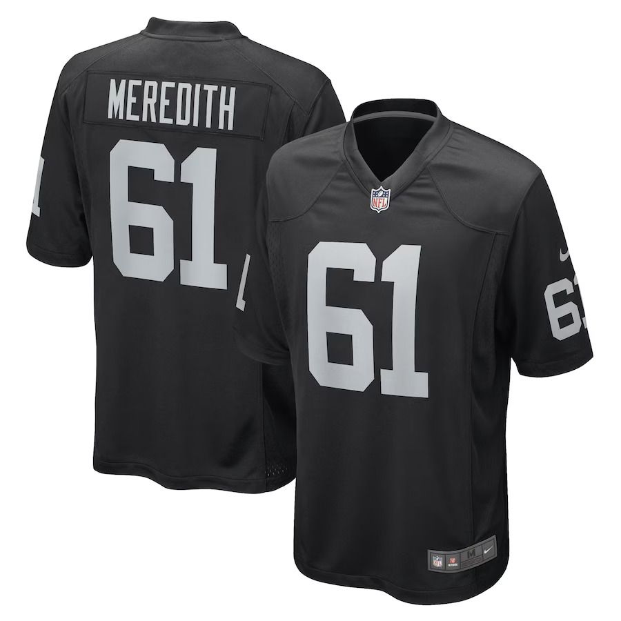 Men Las Vegas Raiders 61 Jordan Meredith Nike Black Game Player NFL Jersey